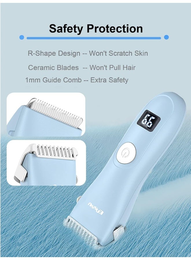 OPENBEAUTY Baby Hair Clippers Noiseless Hair Clippers for Kids Waterproof Rechargeable Cordless Hair Clipper with LCD Display (Blue) - Image 2